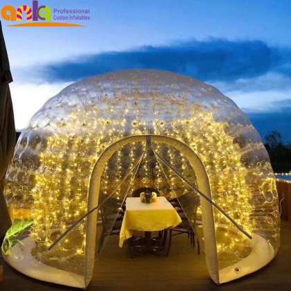 Factory price igloo transparent dome clear bubble inflatable tent with led light